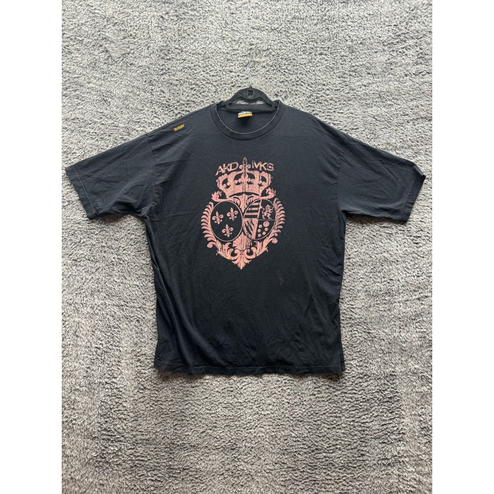 Vintage Y2K Akademiks Crest Graphic Print Short Sleeve T Shirt Black Men Size XL
